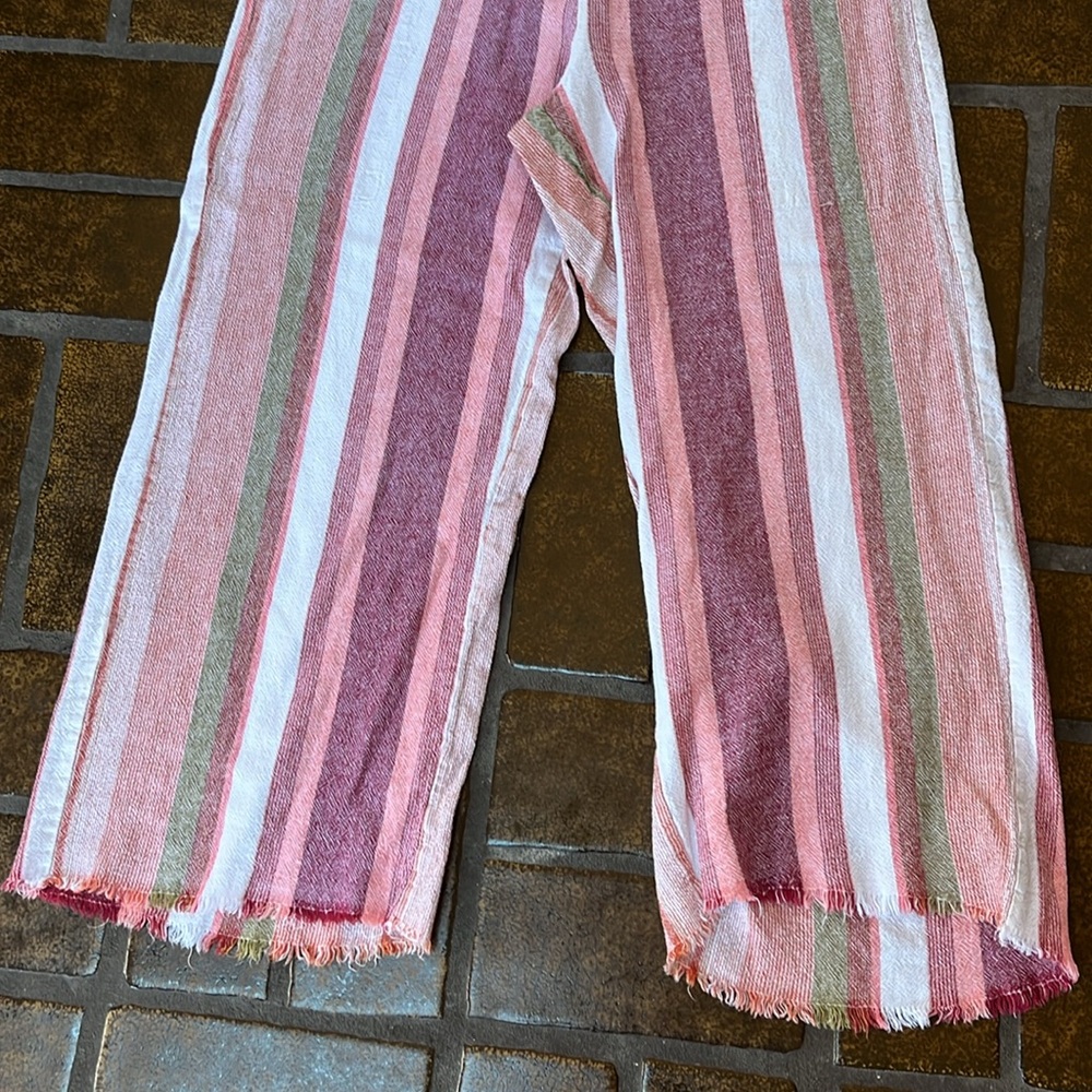 Striped Ankle Crop Pants in Pink Stripe - Picture 7 of 14